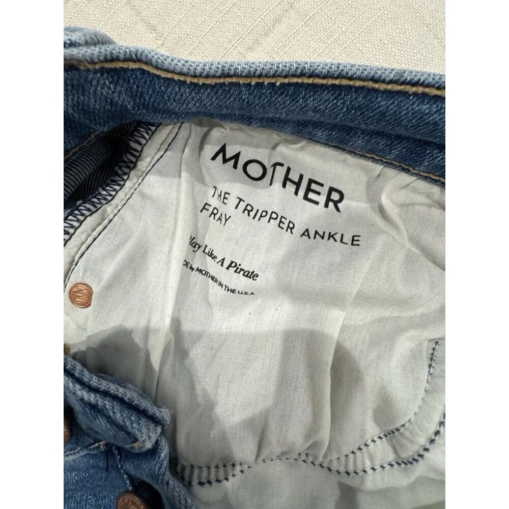 MOTHER The Tripper Ankle Fray Straight Leg Distressed Button Fly Sz 27 - Picture 3 of 12
